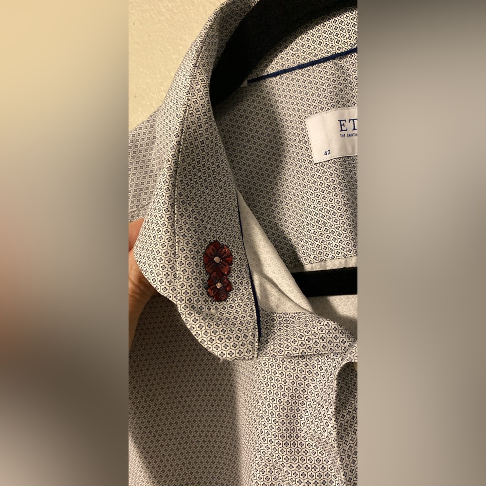Eton White and Blue Patterned Dress Shirt
